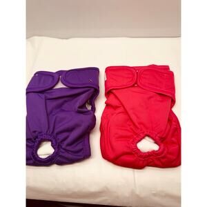Joy Daog Dog Diapers Reusable Pet Clothes Size Small New Purple & Pink Set of 2